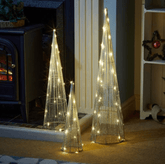 Three Kings Christmas Indoor Lights Three Kings Christmas Mesh Tree LED Decorations 3pc Silver